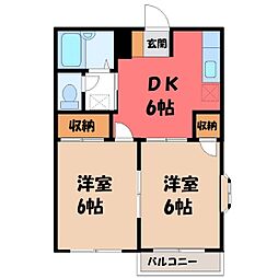 エルディム花月 2DKの間取図画像