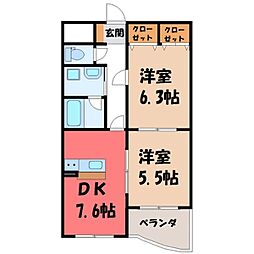 パピーガーデン 2DKの間取図画像
