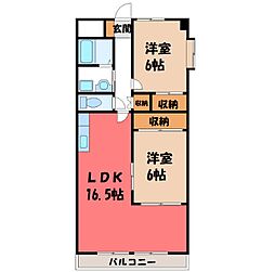 メゾン・ド・ベル滝の原 2LDKの間取図画像
