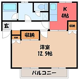 クオレ増渕2 1Kの間取図画像
