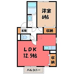 ディアクレストA 1LDKの間取図画像