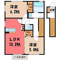 トレジャー・ライト 2DKの間取図画像