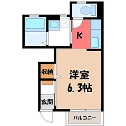 クローバーハイツ 1Kの間取図画像