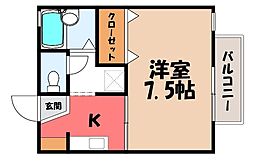 クライムハイツA 1Kの間取図画像