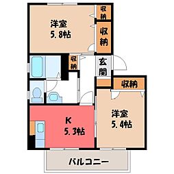 メゾンドベルB 2Kの間取図画像