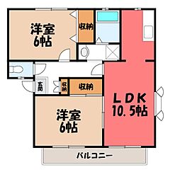 サンガーデンボニータB 2LDKの間取図画像