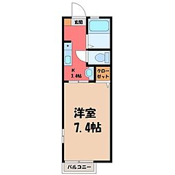 メゾン・アムール 1Kの間取図画像