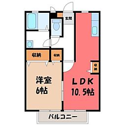 グローリー・さち 1LDKの間取図画像