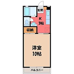 SPACE・ONE 1Kの間取図画像