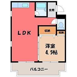 銀河ハイツ 1LDKの間取図画像
