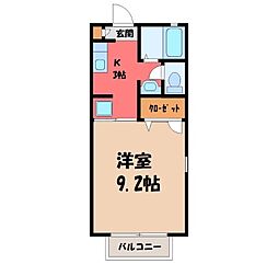 メゾン・サンフラワーC棟 1Kの間取図画像