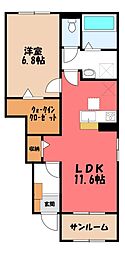 バリーフィールド D 1LDKの間取図画像