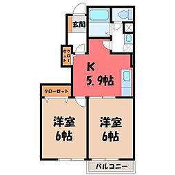 ソレーユE 2Kの間取図画像