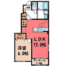 クリアリージョンB 1LDKの間取図画像