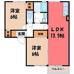 プラセールC 2LDKの間取図画像