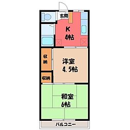 太陽マンション105 2Kの間取図画像