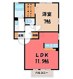 フローラルコートB 1LDKの間取図画像