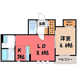 リアンボヌール 1LDKの間取図画像