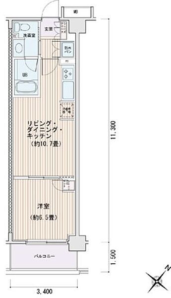 エスティメゾン豊洲レジデンスE ｜東京都江東区豊洲3丁目(賃貸マンション1LDK・5階・38.42㎡)の写真 その2