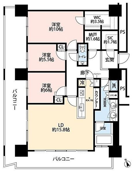 パークタワー品川ベイワード ｜東京都港区港南3丁目(賃貸マンション3LDK・18階・106.94㎡)の写真 その2