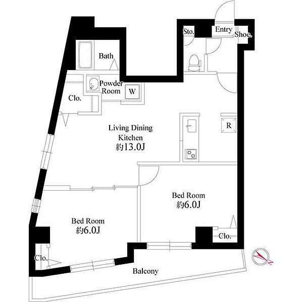 ルミナス西日暮里 ｜東京都荒川区西日暮里1丁目(賃貸マンション2LDK・7階・52.54㎡)の写真 その2