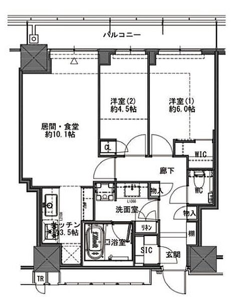MID TOWER GRAND ｜東京都中央区月島1丁目(賃貸マンション2LDK・19階・59.49㎡)の写真 その2