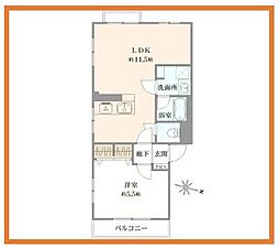三田中村橋コーポ 1LDKの間取図画像