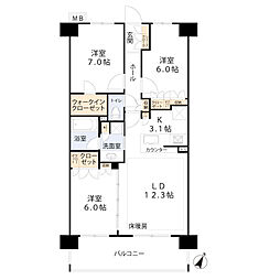 レーベン鶴瀬Grandrex 3LDKの間取図画像