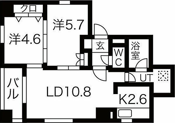 ブルーミン本郷 401｜北海道札幌市白石区本郷通7丁目北(賃貸マンション2LDK・4階・44.20㎡)の写真 その3