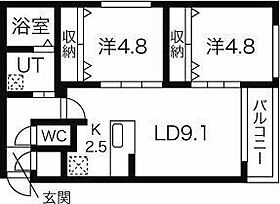 フォレストヒルズB 305 ｜ 北海道札幌市西区琴似一条3丁目1-31（賃貸マンション2LDK・3階・50.25㎡） その1