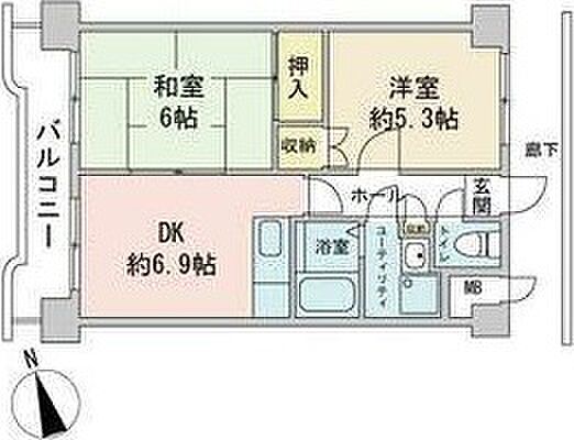 sunny hills2番館 207｜北海道札幌市豊平区平岸八条13丁目(賃貸マンション2DK・2階・42.35㎡)の写真 その3