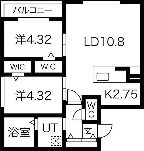 ル・ヌアージュ宮の沢 401｜北海道札幌市西区発寒五条7丁目(賃貸マンション2LDK・4階・50.44㎡)の写真 その2