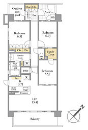 プレシス鷺沼ヒルズ 3LDKの間取図画像