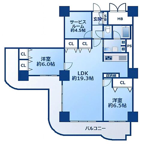 間取り クローバーハイツ三宮 4階/403