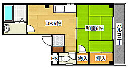 コーポ田中 1DKの間取図画像