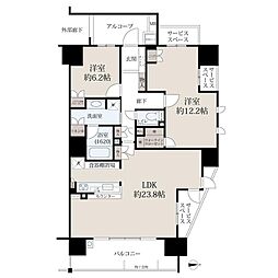 サンクタス大津石山 2LDKの間取図画像