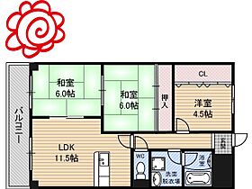 大阪府東大阪市楠根3丁目（賃貸マンション3LDK・6階・65.22㎡） その2