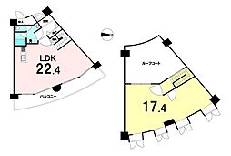 琵琶湖アーバンリゾート3番館 1LDKの間取図画像
