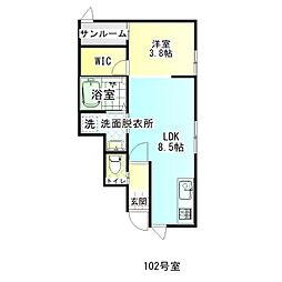 Irish II 1LDKの間取図画像