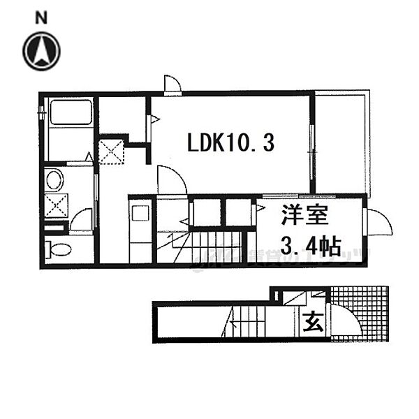 奈良県北葛城郡王寺町本町2丁目(賃貸アパート1LDK・2階・37.63㎡)の写真 その2