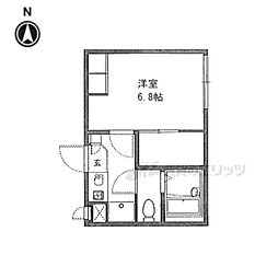 JR関西本線 奈良駅 徒歩19分の賃貸アパート 2階1Kの間取り