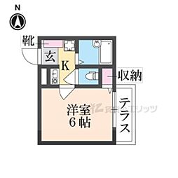 JR関西本線 王寺駅 徒歩7分の賃貸アパート 1階1Kの間取り