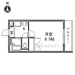 レオパレスＨＩＲＡＴＡＰａｒｔII 2階1Kの間取り