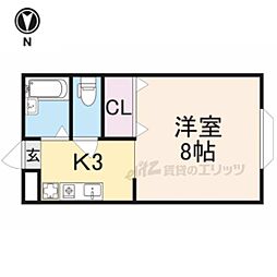 ジュネスI号館・II号館 1階ワンルームの間取り