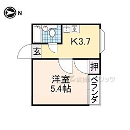 近鉄南大阪線 高田市駅 徒歩8分の賃貸マンション 2階1Kの間取り