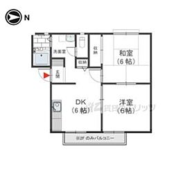 アンシャンテ宮の森3 2DKの間取図画像