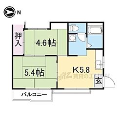 近鉄御所線 近鉄御所駅 徒歩8分の賃貸アパート 2階2Kの間取り