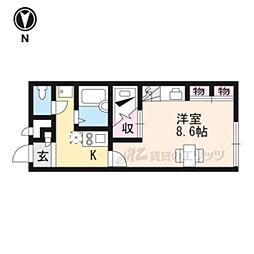 レオパレスボムール栄延 1Kの間取図画像
