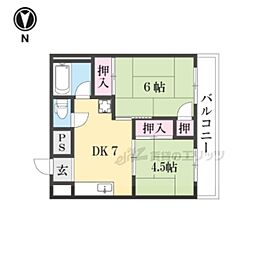 新栄マンション1号館 2DKの間取図画像
