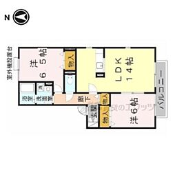 ラフィーネB 2LDKの間取図画像